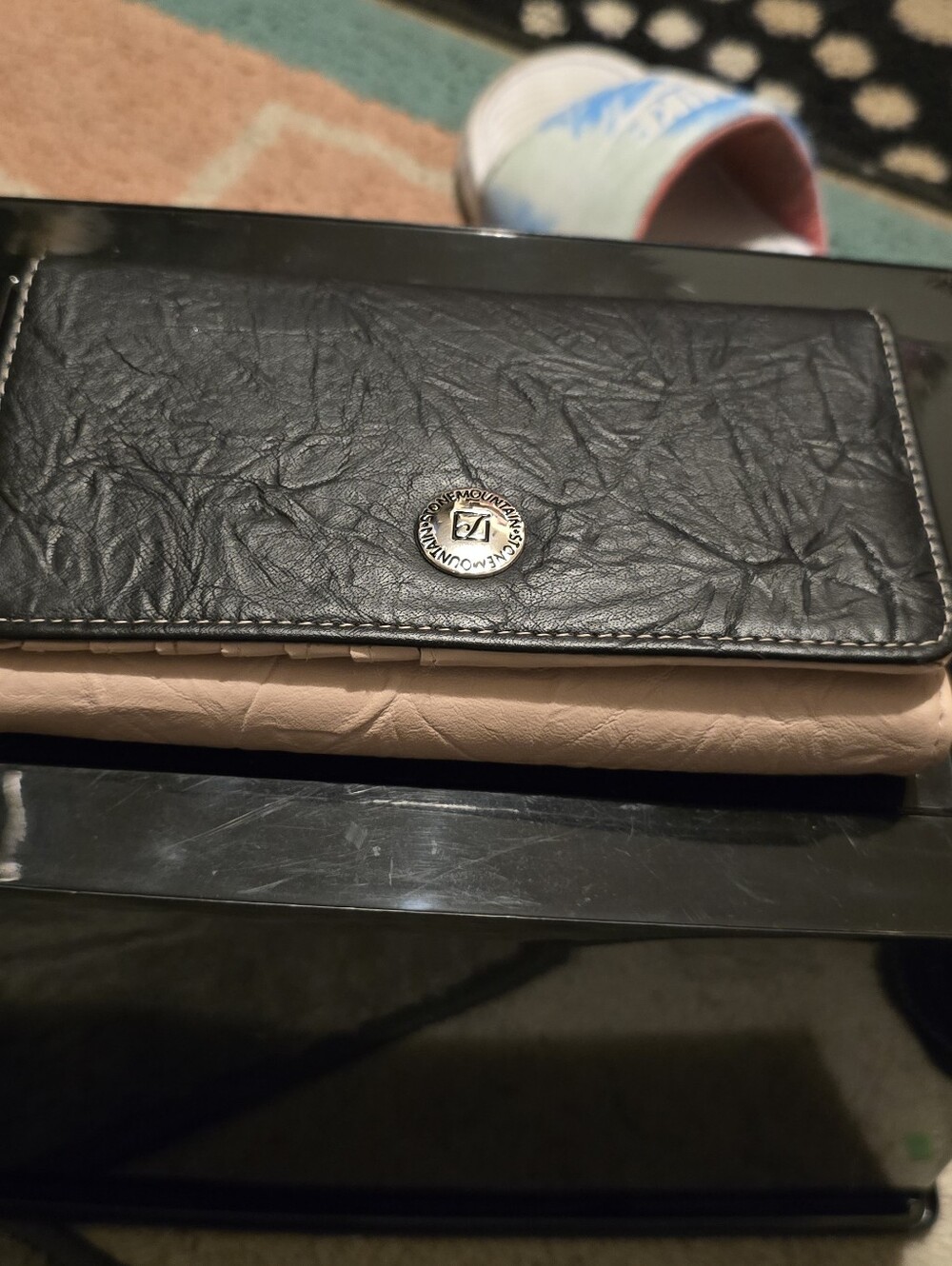 Stone mountain Black and Beige Women’s Wallet with Logo Accent
